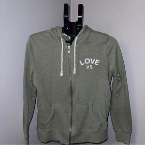 Victoria's Secret LOVE VS Full Zip Hoodie Sage Green Angel Wings -M